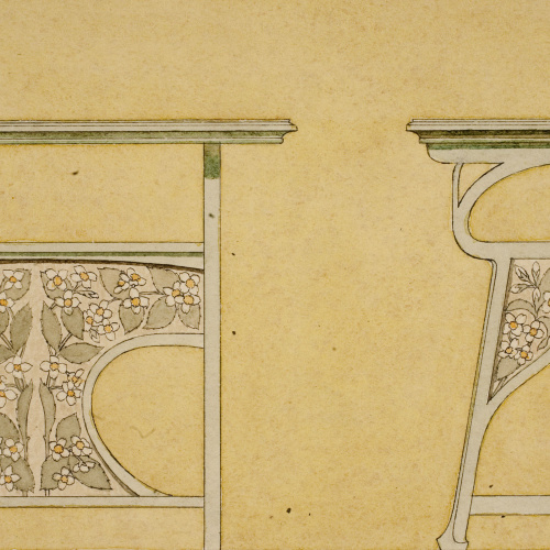 image for: Gaspar Homar - Taula amb marqueteria (vista frontal i de perfil) - Cap a 1905