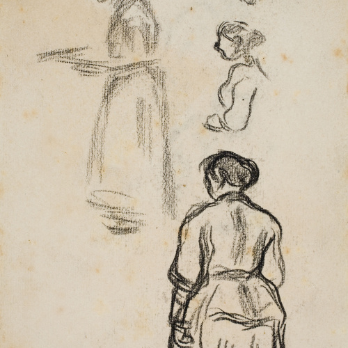 image for: Isidre Nonell - Apunt de dones (anvers) / Apunts de caps (revers) - Cap a 1894