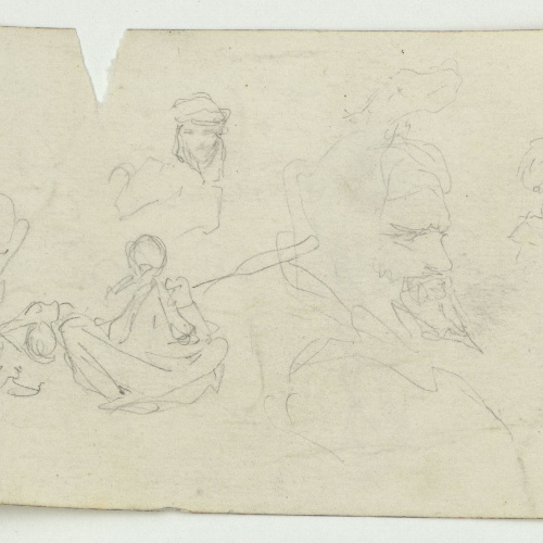 image for: Marià Fortuny - Marroquins (anvers) / Croquis de marroquins (revers) - Cap a 1860-1862