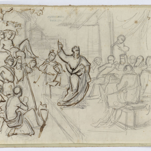 image for: Marià Fortuny - Estudi per a l&#039;aquarel·la «Sant Pau predicant davant l&#039;areòpag» - Cap a 1855-1856