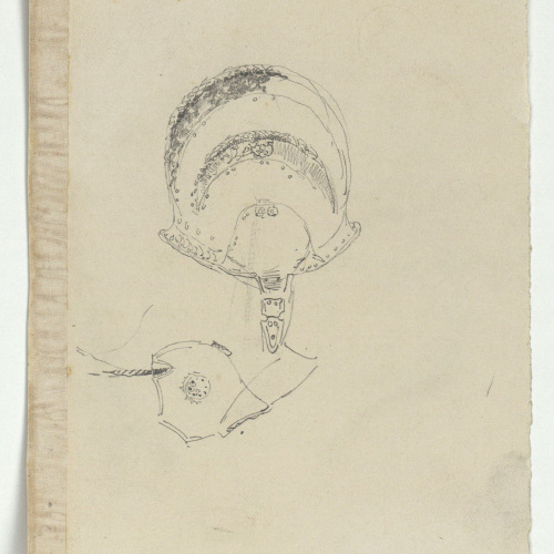 image for: Marià Fortuny - Armadura i casc (anvers) / Cascs (revers) - Cap a 1867-1872 [1]