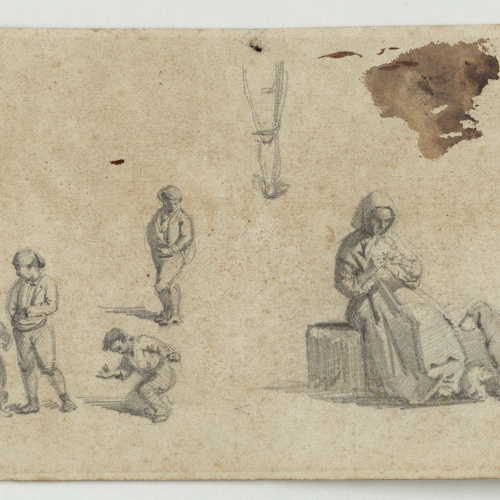 image for: Marià Fortuny - Nens jugant i dona fent mitja - Cap a 1856-1858