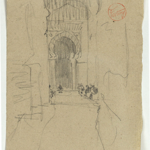 image for: Marià Fortuny - Carrer marroquí amb figures - Cap a 1870-1872?