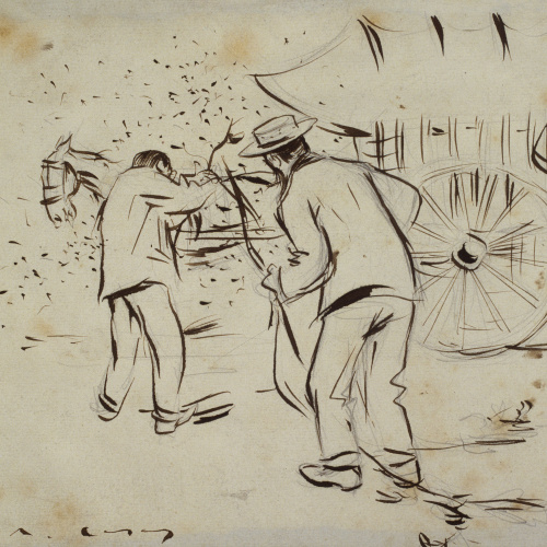 image for: Ramon Casas - Ramon Casas i Santiago Rusiñol junyint el cavall al carro - 1892