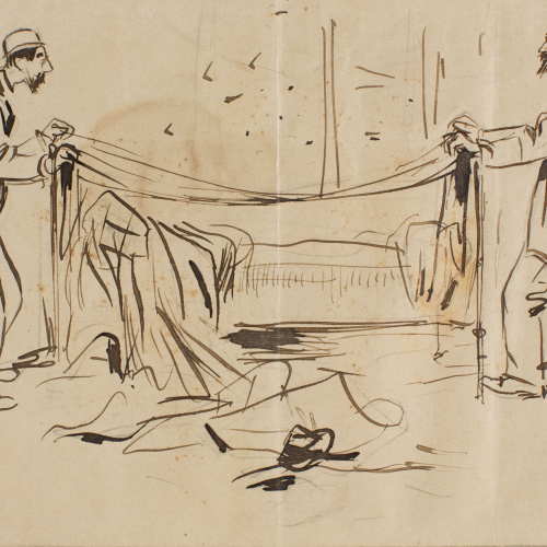 image for: Ramon Casas - Estudi per a la il·lustració «Ramon Casas i Santiago Rusiñol fent el llit» (anvers) / Estudi per a la il·lustració «Ramon Casas i Santiago Rusiñol fent el llit» (revers) - 1892