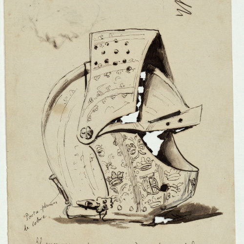 image for: Marià Fortuny - Casc (anvers) / Cap masculí (revers) - Cap a 1867-1872