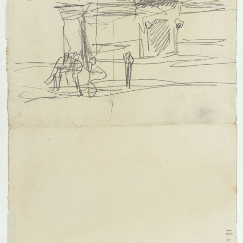 image for: Marià Fortuny - Estudi per al quadre «Músics àrabs» (anvers) / Esbós de carrer amb figures (revers) - Cap a 1872 [1]