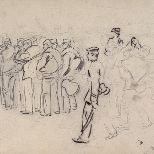 image for: Ramon Casas - Estudi per al quadre «Embarcament de tropes» - Cap a 1896