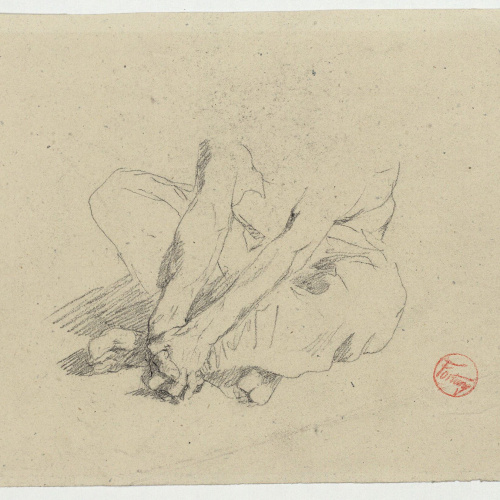 image for: Marià Fortuny - Estudi per al gravat «Àrab vetllant el cadàver del seu amic» - Cap a 1866