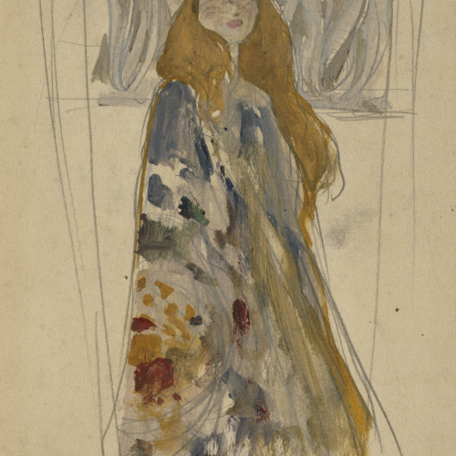 image for: Antoni Serra - Figura femenina per a una placa de porcellana - Cap a 1904-1908