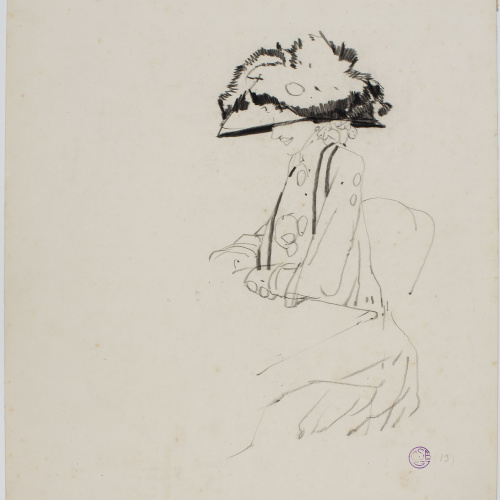 image for: Francesc Xavier Gosé - Dama asseguda (anvers) / Croquis de figura femenina (revers) - Cap a 1910