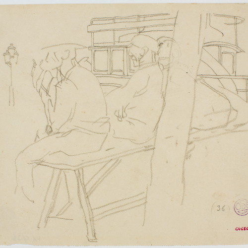 image for: Francesc Xavier Gosé - Obrers asseguts al carrer - Cap a 1900