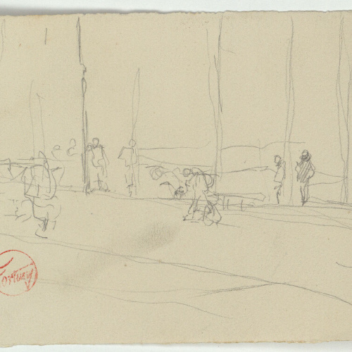 image for: Marià Fortuny - Esbós de figures en un passeig - Cap a 1867-1874