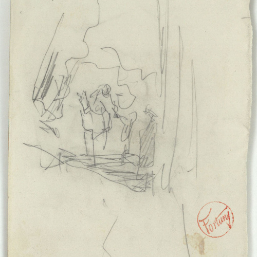 image for: Marià Fortuny - Croquis d&#039;un genet a cavall i una altra figura - Cap a 1867-1872