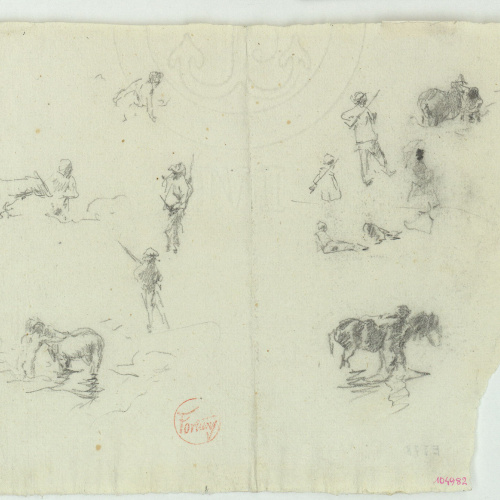 image for: Marià Fortuny - Figures i cavalls a la platja - Cap a 1874