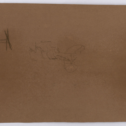 image for: Marià Fortuny - Estudi per al quadre «La reina Maria Cristina passant revista a les tropes» [?] (anvers) / Esbós de cotxe de cavalls (revers) - Cap a 1865-1866 [1]