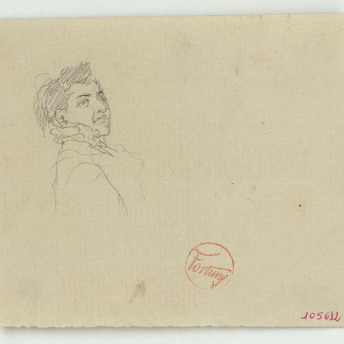 image for: Marià Fortuny - Retrat femení (anvers) / Esbós de retrat (revers) - Cap a 1870-1874