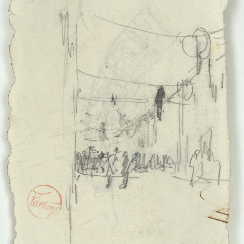 image for: Marià Fortuny - Croquis de figures (anvers) / Funda de simitarra (revers) - Cap a 1863-1867