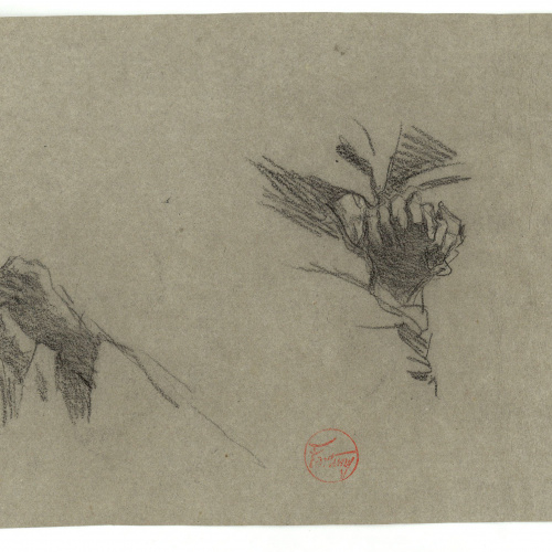 image for: Marià Fortuny - Estudi per al gravat «Àrab vetllant el cadàver del seu amic» - Cap a 1866