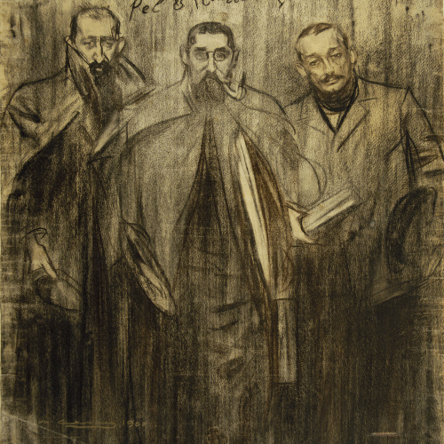 image for: Ramon Casas - Autoretrat entre Miquel Utrillo i Leandre Galceran - Cap a 1899-1900
