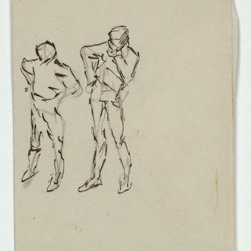 image for: Marià Fortuny - Figures masculines (anvers) / Croquis de bustos (revers) - Cap a 1871