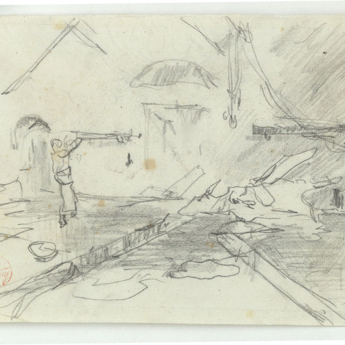 image for: Marià Fortuny - Estudi per al quadre «L&#039;escorxador de Portici» - Cap a 1874