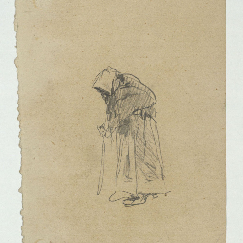 image for: Marià Fortuny - Esbós de figures (anvers) / Dona vella (revers) - Cap a 1867-1872 [1]