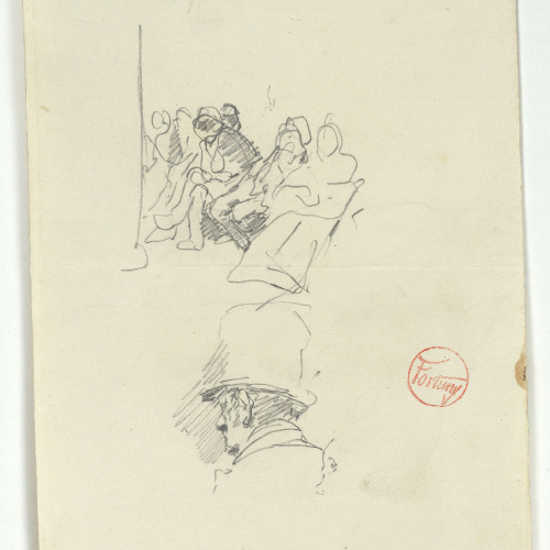 image for: Marià Fortuny - Figures assegudes i cap masculí - Cap a 1863-1866
