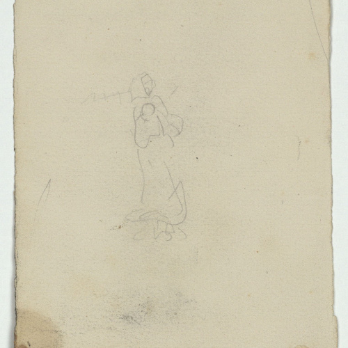 image for: Marià Fortuny - Dona asseguda (anvers) / Croquis de figura femenina (revers) - Cap a 1871 [1]