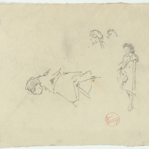 image for: Marià Fortuny - Esbós i detalls de figura masculina - Cap a 1870-1872