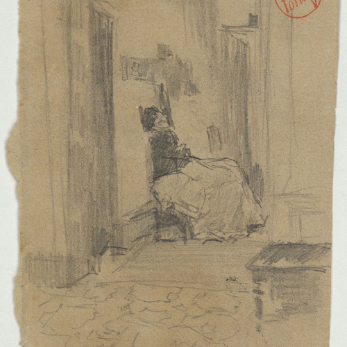 image for: Marià Fortuny - Interior amb figura femenina - Cap a 1867-1872