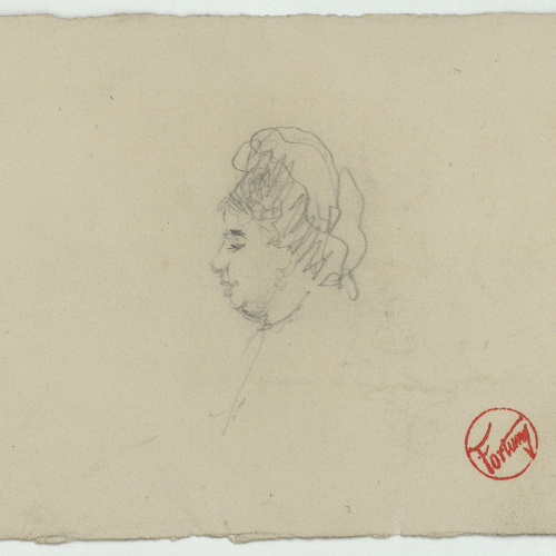 image for: Marià Fortuny - Cap femení (anvers) / Croquis de figura (revers) - Cap a 1867-1872