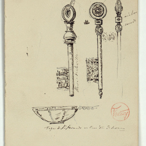 image for: Marià Fortuny - Claus de Sevilla i vas (anvers) / Croquis inconcret (revers) - Cap a 1867-1872