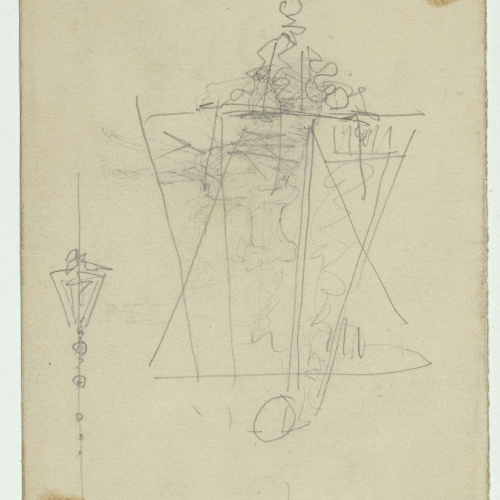 image for: Marià Fortuny - Claus de Sevilla i vas (anvers) / Croquis inconcret (revers) - Cap a 1867-1872 [1]