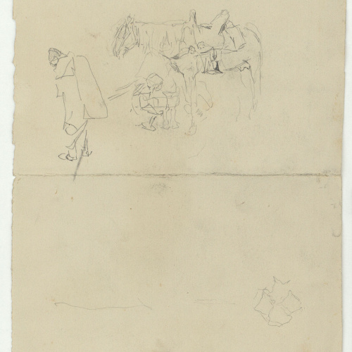 image for: Marià Fortuny - Celebració del Mulud o Pasqua del profeta al Gran soc de Tànger (anvers) / Estudi per al quadre «Ferrador marroquí» (revers) - 1862 [1]