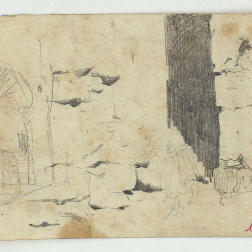 image for: Marià Fortuny - Carrer marroquí (anvers) / Ruc i figures marroquines (revers) - Cap a 1860-1862
