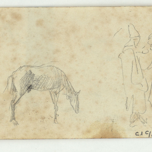 image for: Marià Fortuny - Carrer marroquí (anvers) / Ruc i figures marroquines (revers) - Cap a 1860-1862 [1]