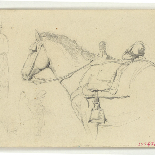 image for: Marià Fortuny - Cavall i esbós de figures - Cap a 1860-1862