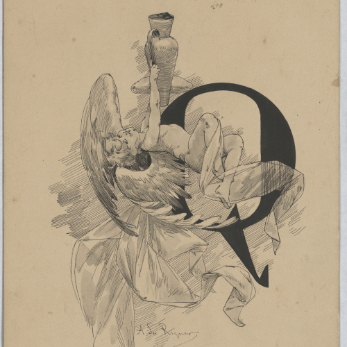 image for: Alexandre de Riquer - Capçalera de capítol (lletra Q) - 1889