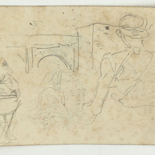 image for: Marià Fortuny - Dones marroquines (anvers) / Marroquí i altres apunts (revers) - Cap a 1860-1862 [1]