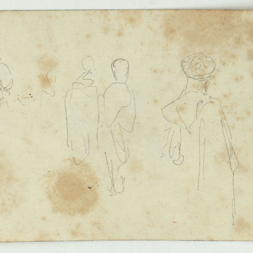 image for: Marià Fortuny - Cap de marroquí, bou i esbós de figura (anvers) / Esbós de marroquins (revers) - Cap a 1860-1862 [1]