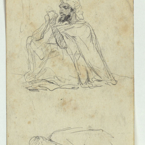 image for: Marià Fortuny - Marroquins (anvers) / Croquis de figures (revers) - Cap a 1860-1862