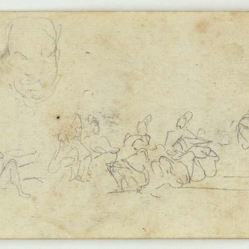 image for: Marià Fortuny - Marroquins (anvers) / Croquis de figures (revers) - Cap a 1860-1862 [1]