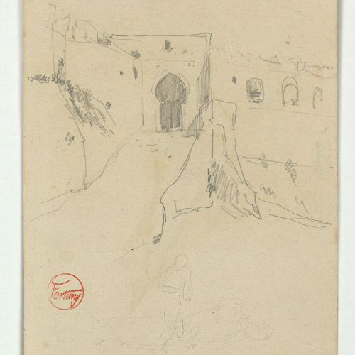 image for: Marià Fortuny - Muralles marroquines (anvers) / Marroquins (revers) - Cap a 1860-1862