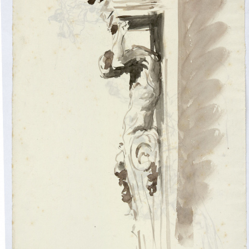 image for: Marià Fortuny - Estudi per al quadre «Àrabs pujant un turó» (anvers) / Atlant (revers) - Cap a 1862-1864 [1]