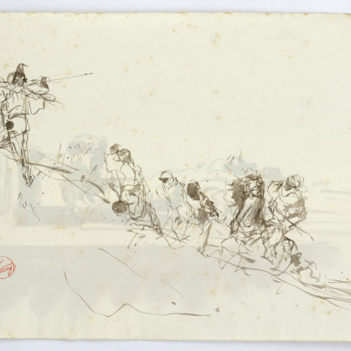 image for: Marià Fortuny - Estudi per al quadre «Àrabs pujant un turó» (anvers) / Atlant (revers) - Cap a 1862-1864