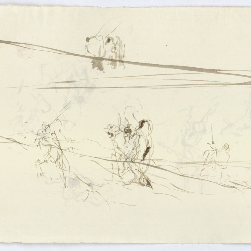 image for: Marià Fortuny - Estudi per al quadre «Àrabs pujant un turó» (anvers) / Croquis de figures (revers) - Cap a 1862-1864 [1]