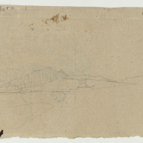 image for: Marià Fortuny - Guerrer a la gatzoneta i detall (anvers) / Esbós de paisatge muntanyenc (revers) - Cap a 1870-1872 [1]