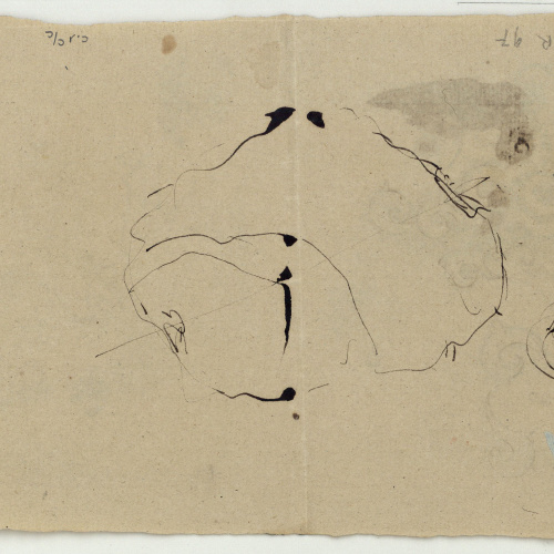 image for: Marià Fortuny - Figures en un interior, Crist a la columna i motiu ornamental (anvers) / Croquis inconcret (revers) - Cap a 1867-1872 [1]