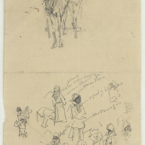 image for: Marià Fortuny - Cavall junyit a un carro i figures femenines - Cap a 1867-1872